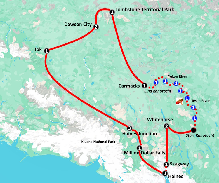 Small Group Camping Tour Yukon & Alaska Gold Rush Tour kaart