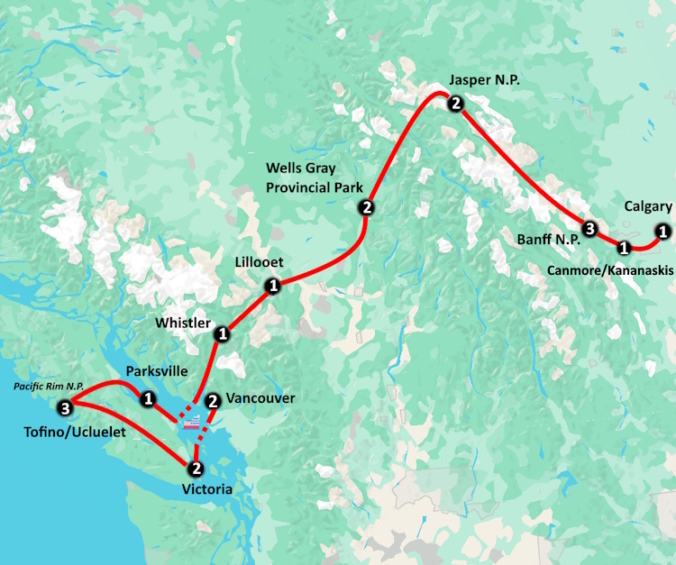 Camperrondreis Canada From Coast to Mountains kaartje 003.jpg