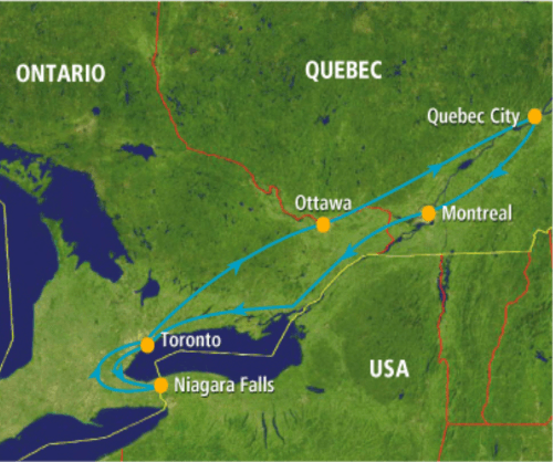 Klik op de afbeelding voor een vergroting groepsreis Canada Eastern Journey