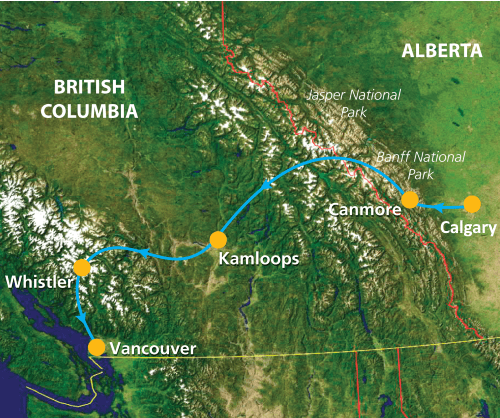 Klik op de afbeelding voor een vergroting groepsreis Canada Western Journey a