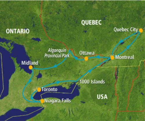 Klik op de afbeelding voor een vergroting groepsreis Canada Eastern Explorer
