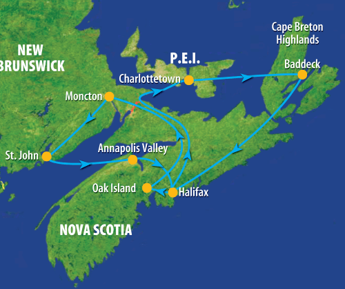 Klik op de afbeelding voor een vergroting groepsreis Canada Atlantic Maritimes