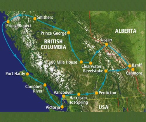 Klik op de afbeelding voor een vergroting Autoreis Canada Mountain Country