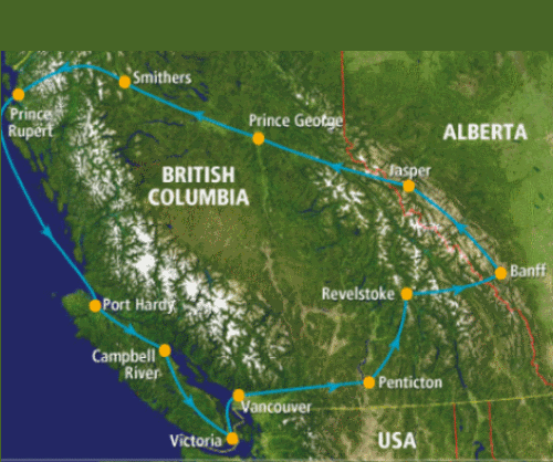 Klik op de afbeelding voor een vergroting Autoreis Canada Totem Peaks