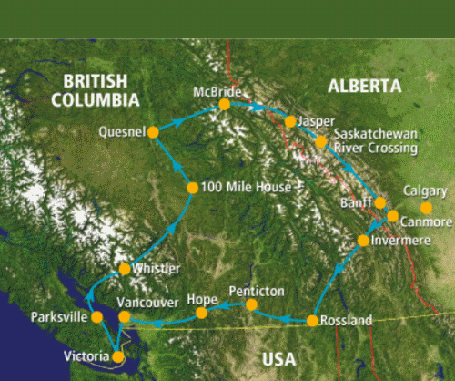 Klik op de afbeelding voor een vergroting Autoreis Canada Western Spirit