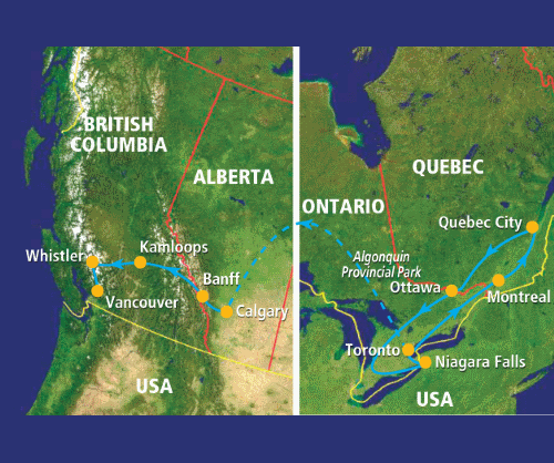Klik op de afbeelding voor een vergroting groepsreis Canada Canadian Contrasts 2018