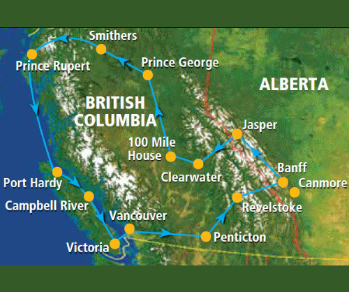 Klik op de afbeelding voor een vergroting Autoreis Canada Mountain Country 2019